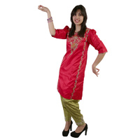 Indian Salwar Kameez - Red & Lime Hire Costume*