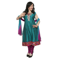 Indian Salwar Kameez - Green & Purple Hire Costume*