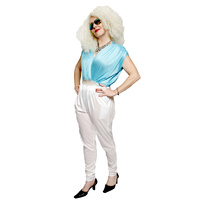 Jumpsuit - Blue & White Satin Hire Costume*