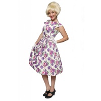 1950s Pink & Purple Floral Swing Dress Hire Costume*