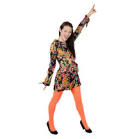 Go-Go Mini Black Psychedelic Swirl - Hire Costume