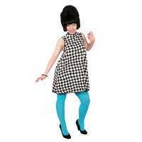 Go-Go Sleeveless Mini - Black & White Check Hire Costume*