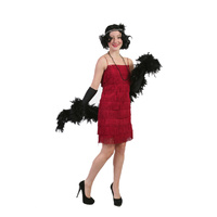 Flapper Dress - Red Fringed Hire Costume*