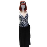 Evening Gown - Silver & Black Sequin Hire Costume*