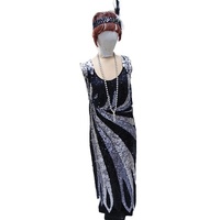 Evening Gown - Silver, Grey & Black Sequin Hire Costume*