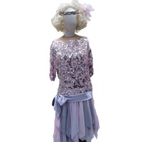 Flapper Dress - Pink & Silver Sequined Hire Costume*