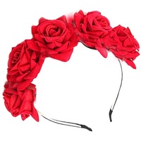 Deluxe Red Roses Day of the Dead Headband