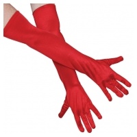 Long Red Satin Gloves