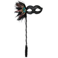 Simona Peacock Masquerade Eye Mask on Stick