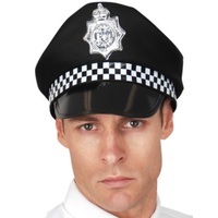 UK Style Police Hat - Black