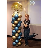 Spiral Balloon Column with Jumbo Confetti Topper