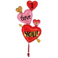 Love You Jumbo Multi Heart Balloon with Tassels