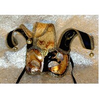 Zane Joker Black & Gold Deluxe Italian Masquerade Eye Mask