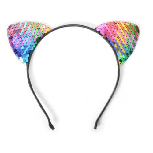 Rainbow Sequin Cat Ears on Headband