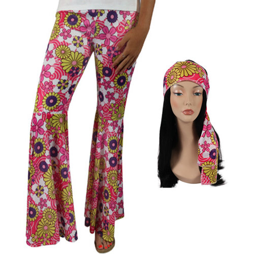 Pink Hippie Bellbottoms with Headband - One Size
