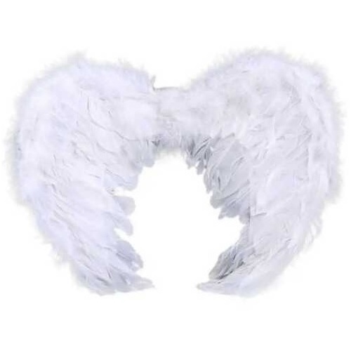 Angel Wings - White Feathered - 53 x 35cm
