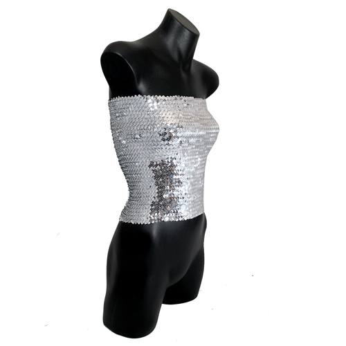 Silver Sequin Boob Tube [Size: S-M (8-12)]