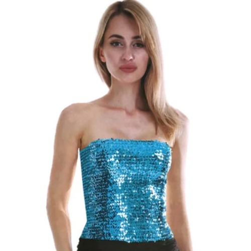 Blue Sequin Boob Tube