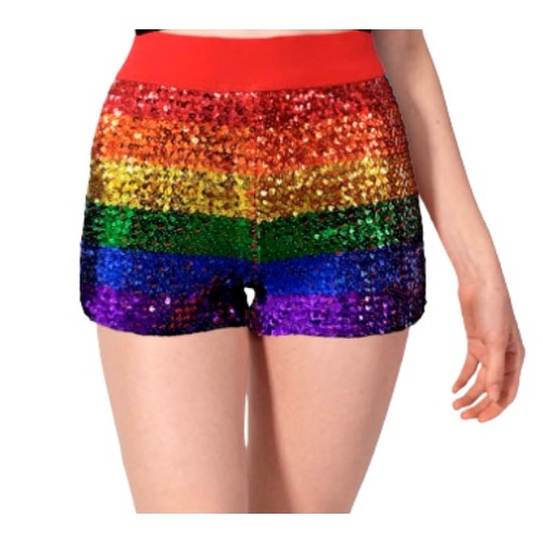 Rainbow Sequin Adult Hot Pants 