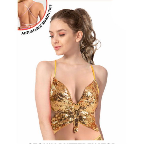 Gold Sequin Butterfly Top, Fancy That Cosutmes
