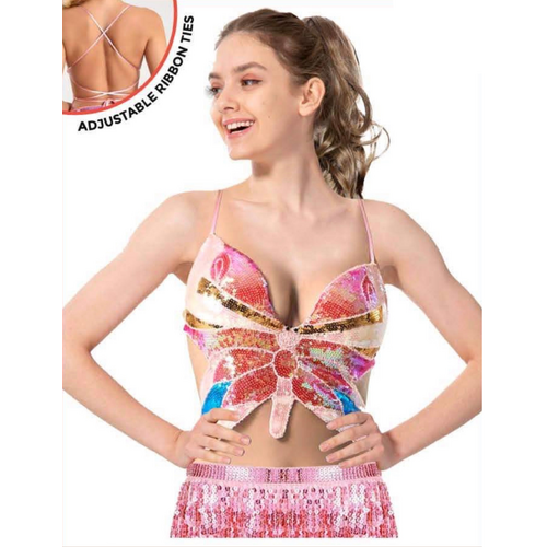Pink Sequin Butterfly Top