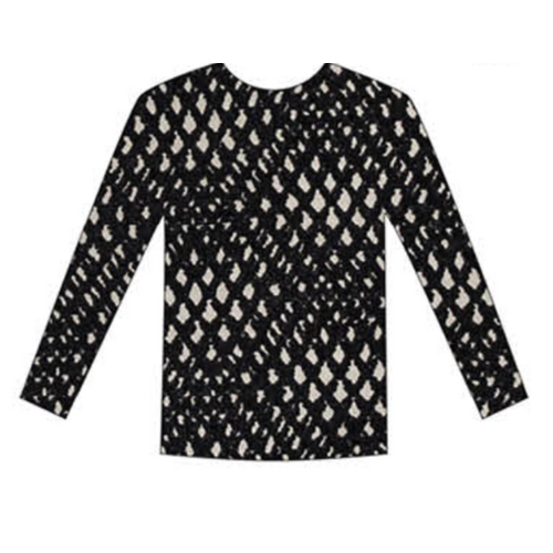 Long Sleeve Mesh Top - Black