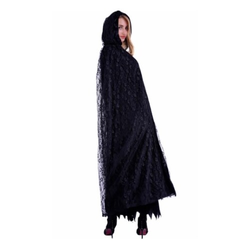 Black Lace Hooded Adult Cape