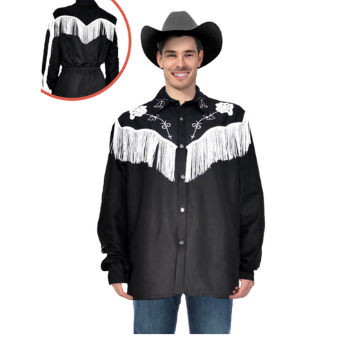 Adult Cowboy Shirt - Black Fringed