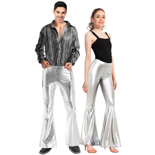 Adult Metallic Disco Flares - Silver [Size: Small-Med]