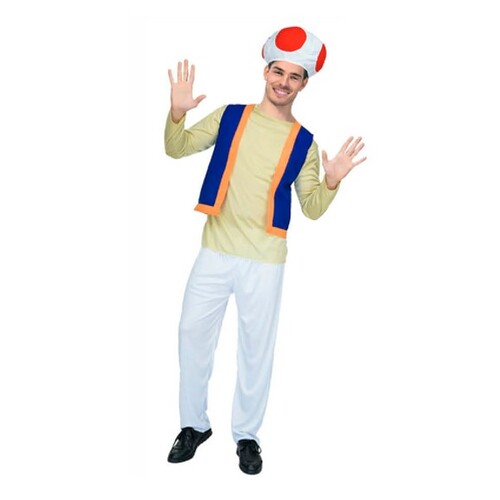 Mario Mushroom Toad Style Adult Costume [Size: Large-XL]