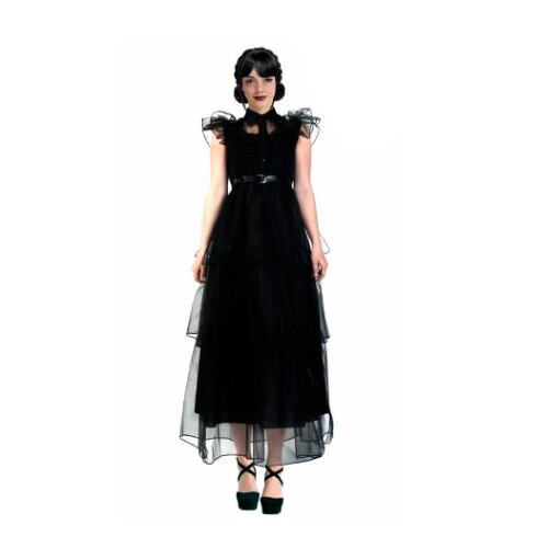 Wednesday Style Black Prom Dress Adult Costume [Size:  XS-S (8-10)]