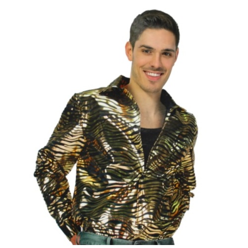 1970s Disco Tiger Print Shirt - One Size