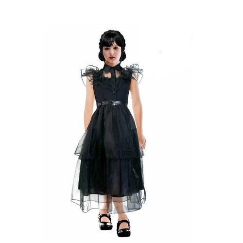 Wednesday Style Black Prom Dress Kid's Costume [Size: 10-12 Yrs)]