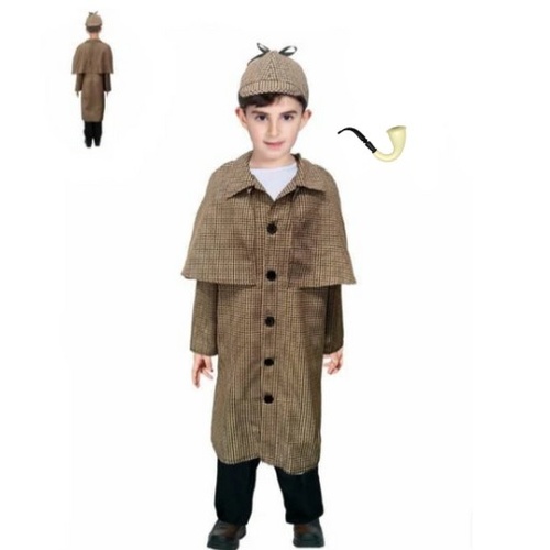 Sherlock Style Detective Kid's Costume with Pipe [Size: 10-12 Yrs]