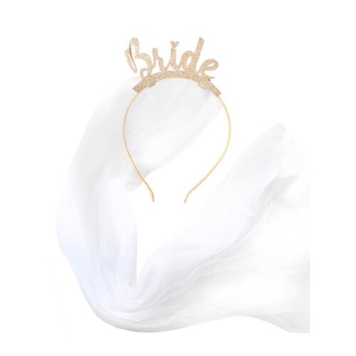 Hen's Party Gold Glitter Bride Veil 