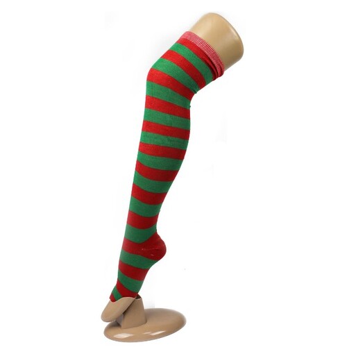 Christmas Thigh High Stockings - Red & Green