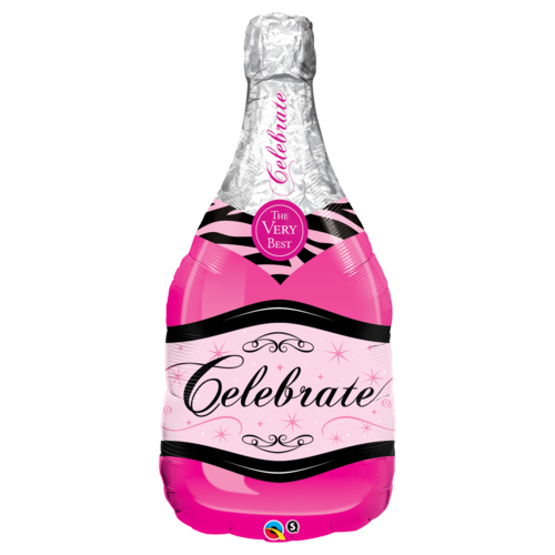 Celebrate Pink Champagne Supershape Foil Balloon - 99cm