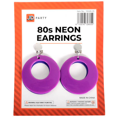 Neon Purple Clip-on Earrings