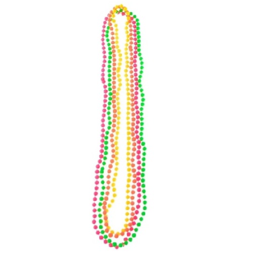 1980s Fluro Neon Bead Necklaces - 4 Pk