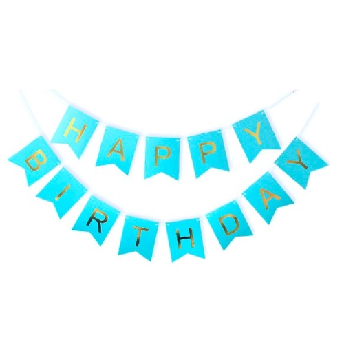 Birthday Banner - Pastel Blue & Gold