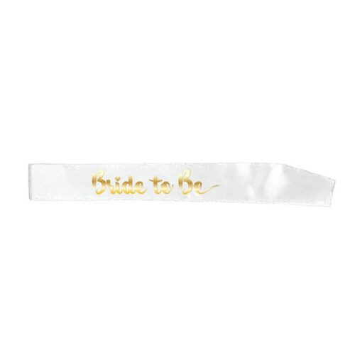 Hen's Party Bride To Be Sash - White & Gold