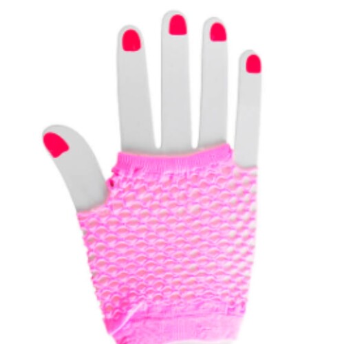 Fishnet Gloves - Short Fingerless Pink