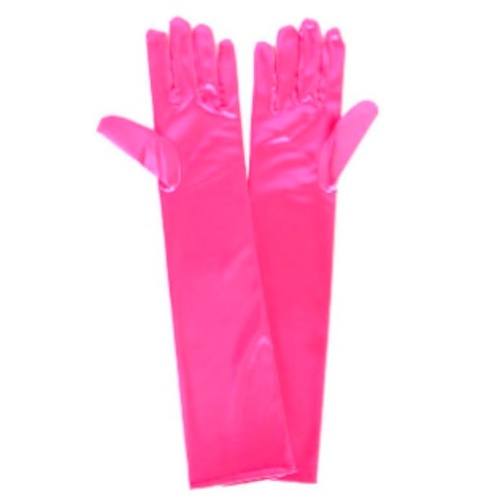 Long Pink Satin Gloves