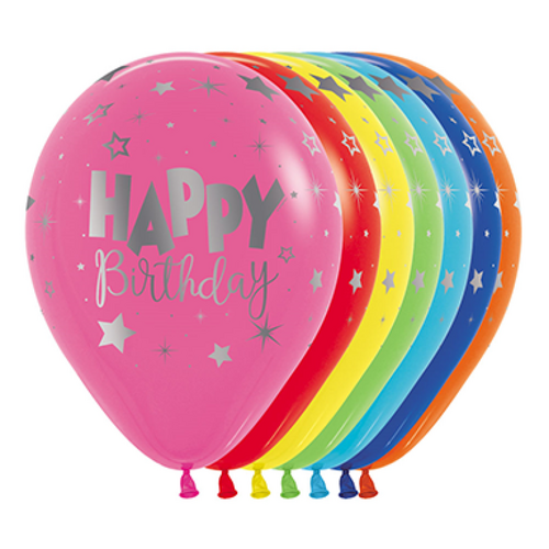 Sempertex 30cm Birthday Fantasy Asstd Latex Balloons - 12 Pk