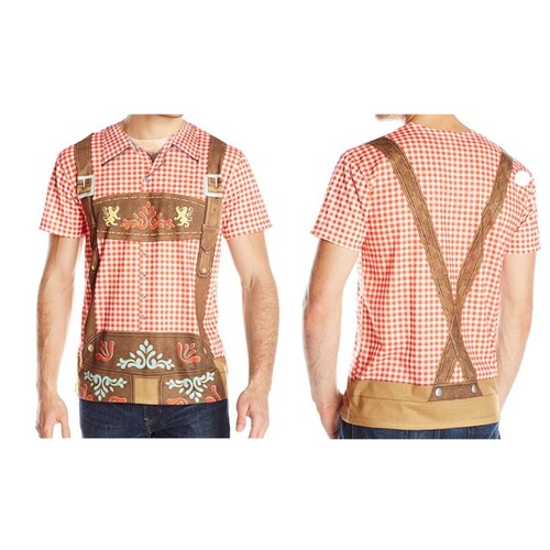 Oktoberfest Printed Lederhosen Shirt [Size: Medium]