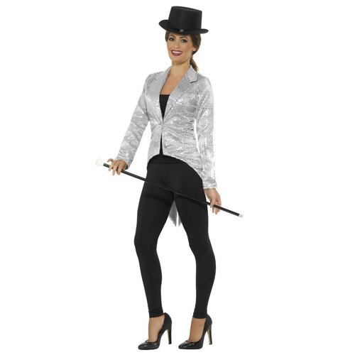 Silver Sequin Womens Tailcoat Jacket [Size: S (8-10)]