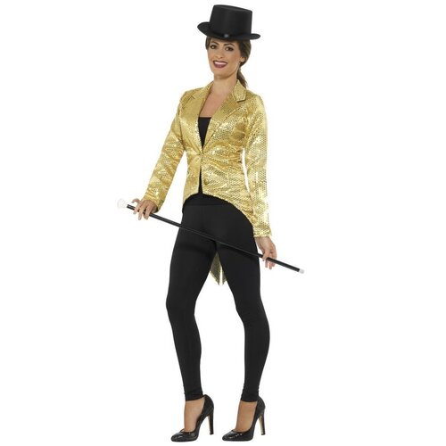 Gold Sequin Womens Tailcoat Jacket [Size: M (12-14)]