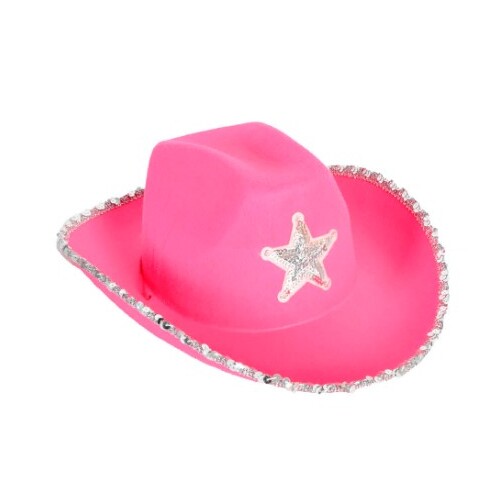 Cowboy Hat - Hot Pink with Sequin Trim
