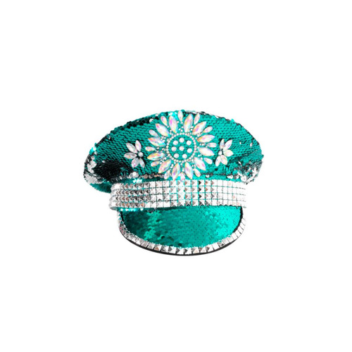Festival Cap - Turquoise Studded Sequin