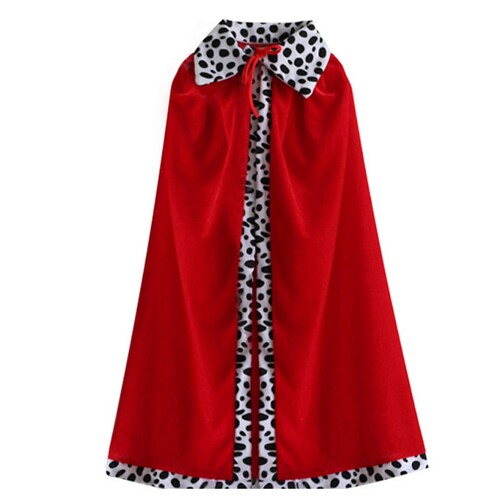 Royal Cape - Red with Snow Leopard Trim